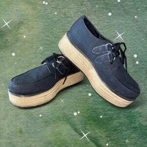 T.U.K Black Lace-Up Platform Shoes